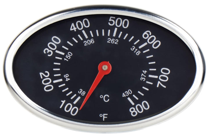 DcYourHome grill thermometer close-up illustrating precise temperature readings for grills.