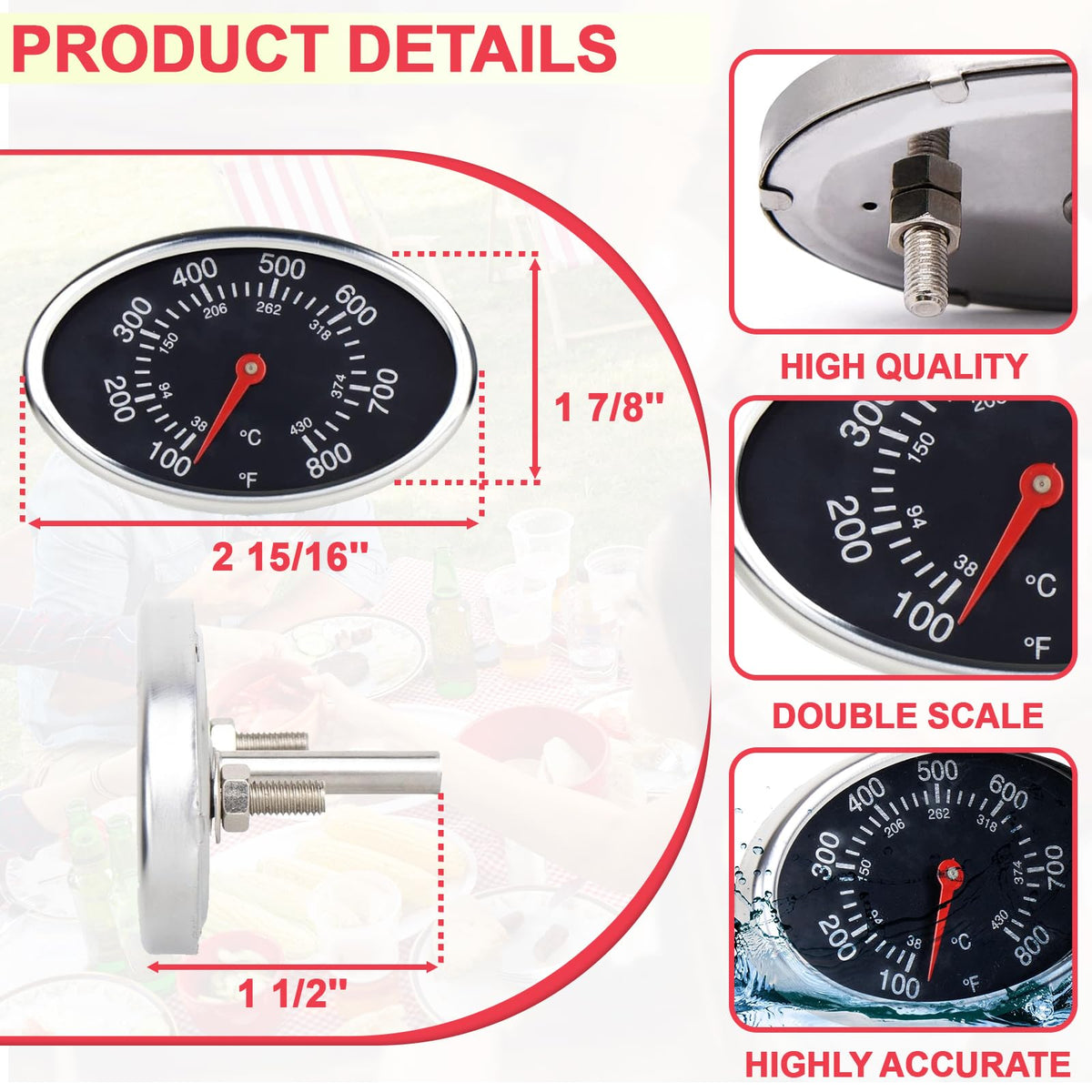 DcYourHome grill thermometer installation view, showing easy-fit design for quick upgrades.