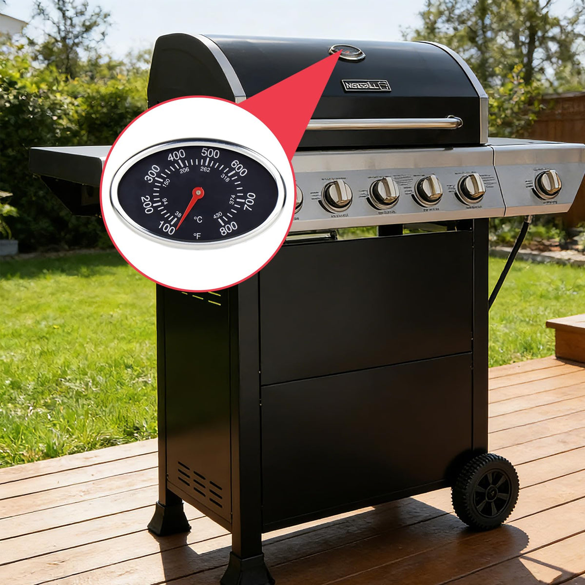 DcYourHome grill thermometer durable stainless steel construction for long-lasting performance.