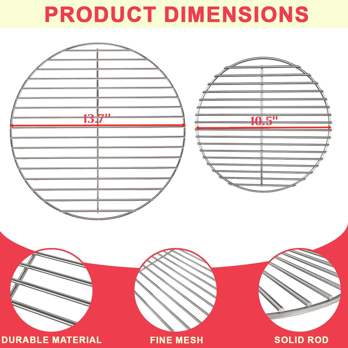 DcYourHome Stainless steel grates provide durable Weber Smokey Joe upgrades.
