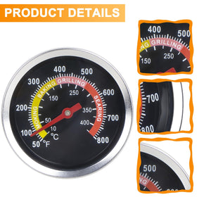 DcYourHome stainless steel lid thermometer on grill for reliable monitoring.