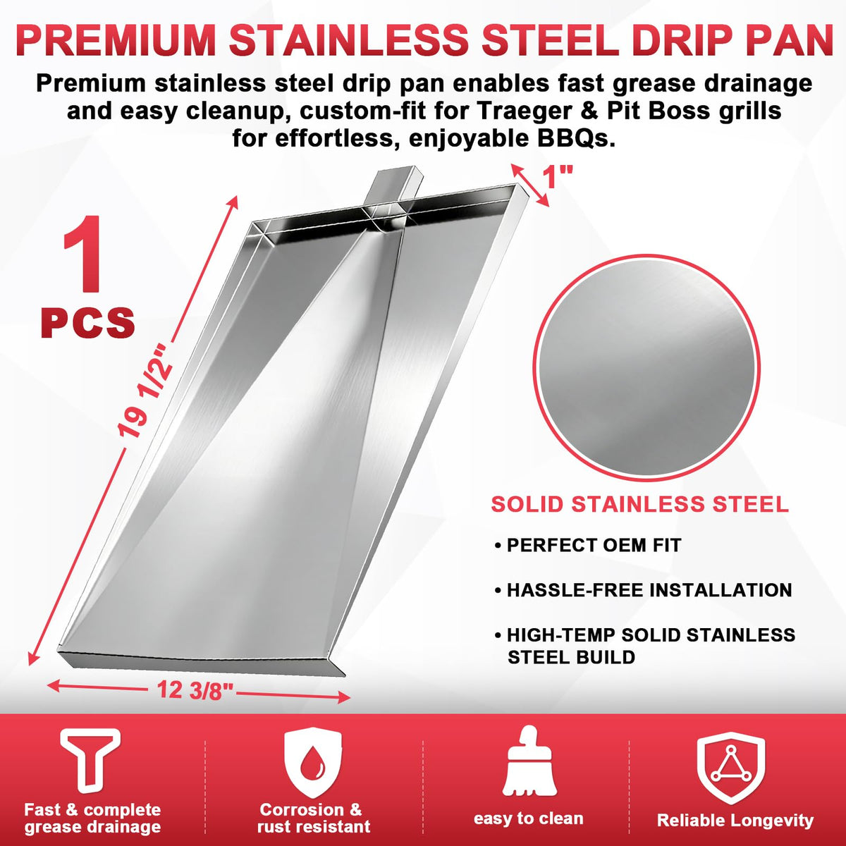 DcYourHome SUB025 drip pan for Traeger Bronson 20 with heat resistance.