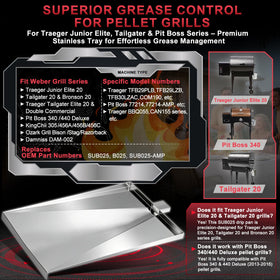 DcYourHome SUB025 drip pan for Traeger Junior Elite 20 and quick replacement.