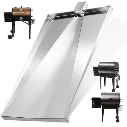 DcYourHome SUB025 drip pan for Traeger Tailgater showing durable stainless steel.