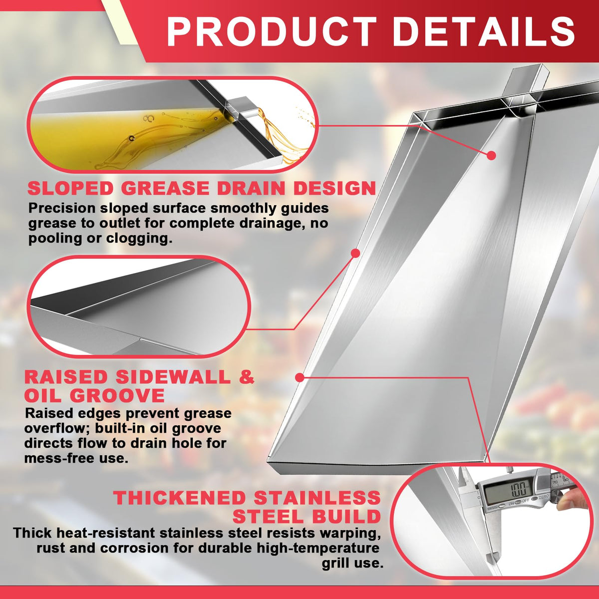 DcYourHome SUB025 drip tray for Pit Boss 340 Deluxe, robust stainless steel.
