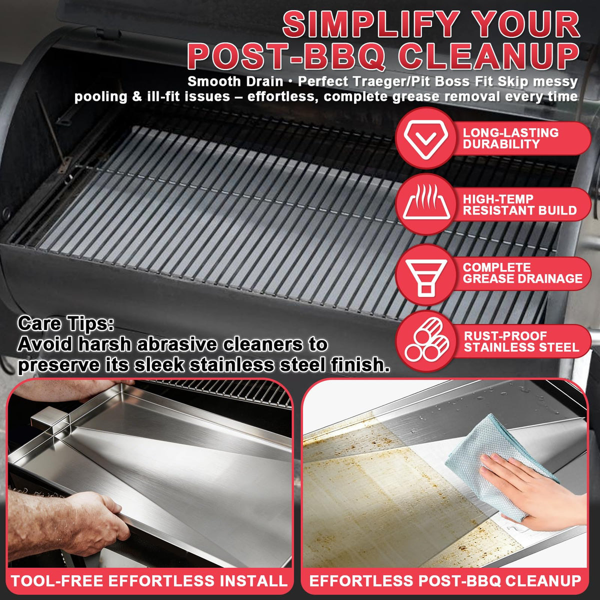 DcYourHome SUB025 drip tray for Pit Boss 400 Deluxe, fits 2013–2016 models.