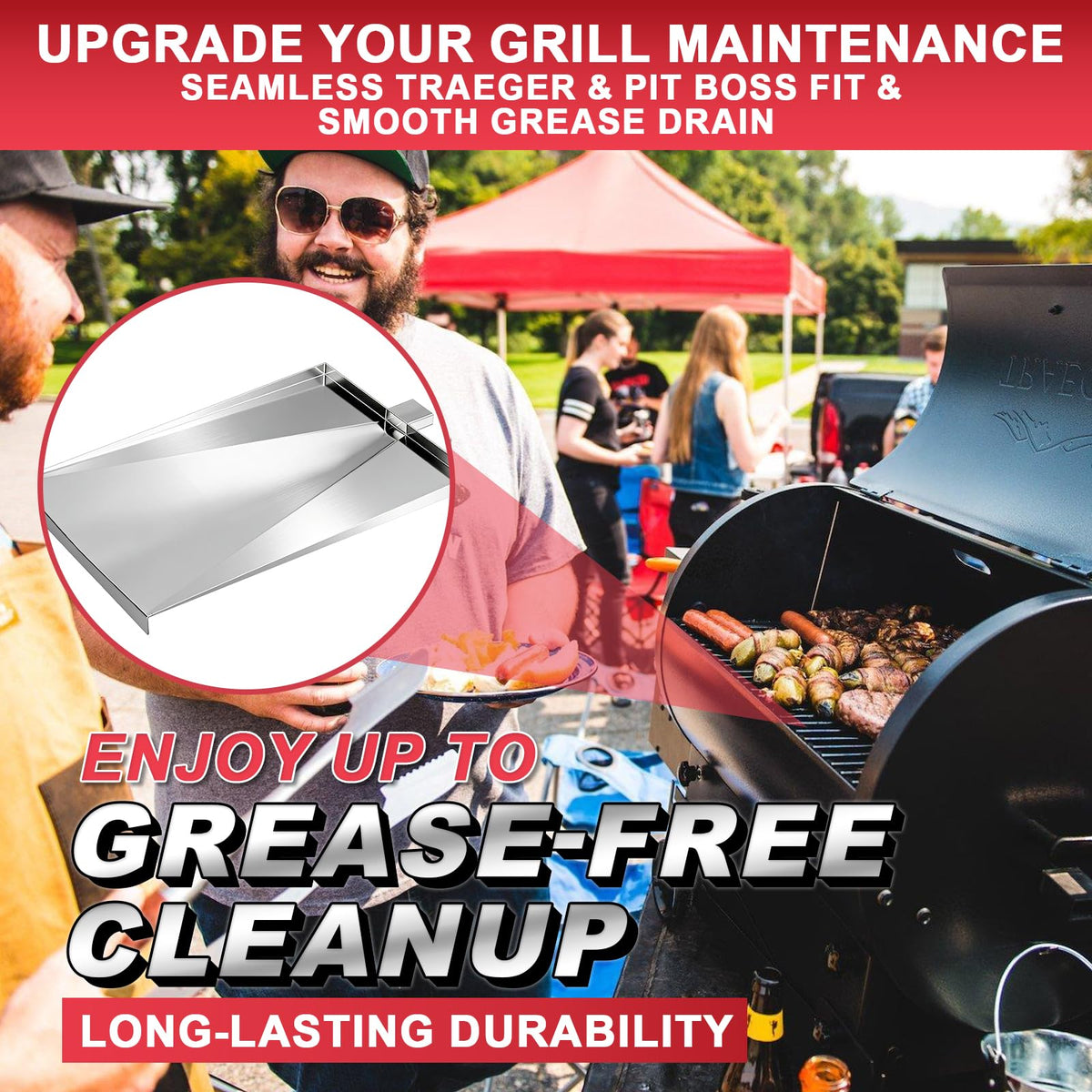 DcYourHome SUB025 easy-assembly stainless tray suitable for multiple grills.