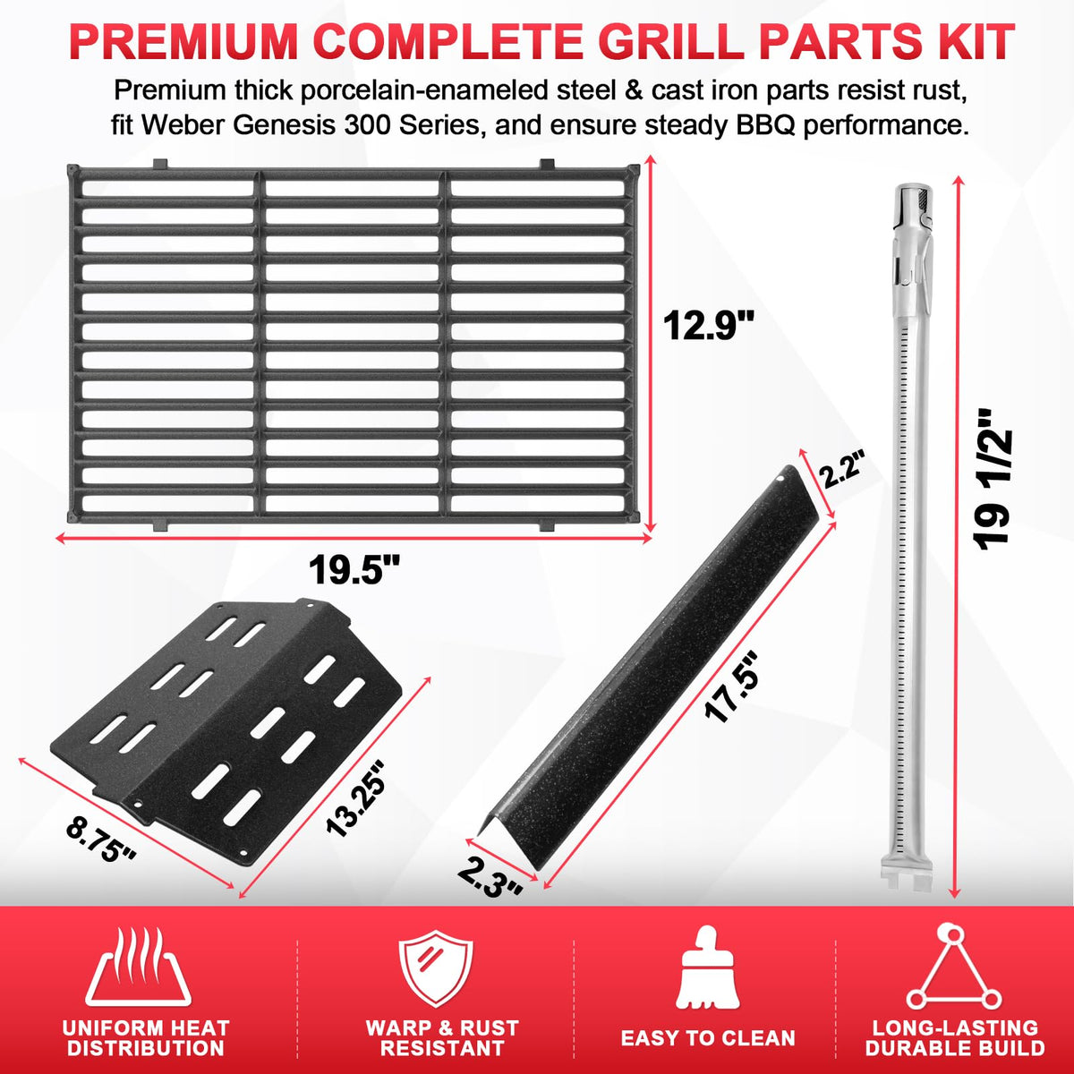 DcYourHome cast iron grates 19.5 by 12.9 inches for durable searing
