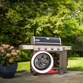 DcYourHome 8-inch wheels withstand outdoor cooking conditions for longer service life.