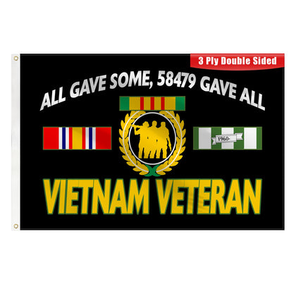 DDJEFYAO Vietnam Veteran flag 3x5 double-layer for durable outdoor display.