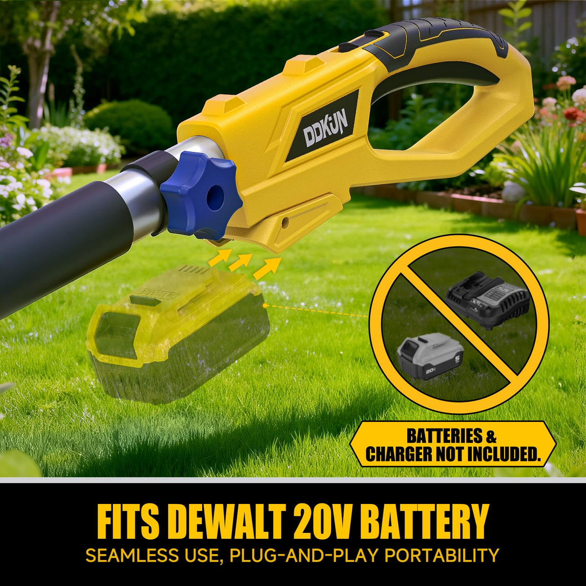 DDKUN 14-foot overhead reach enables safe ground-based pruning.