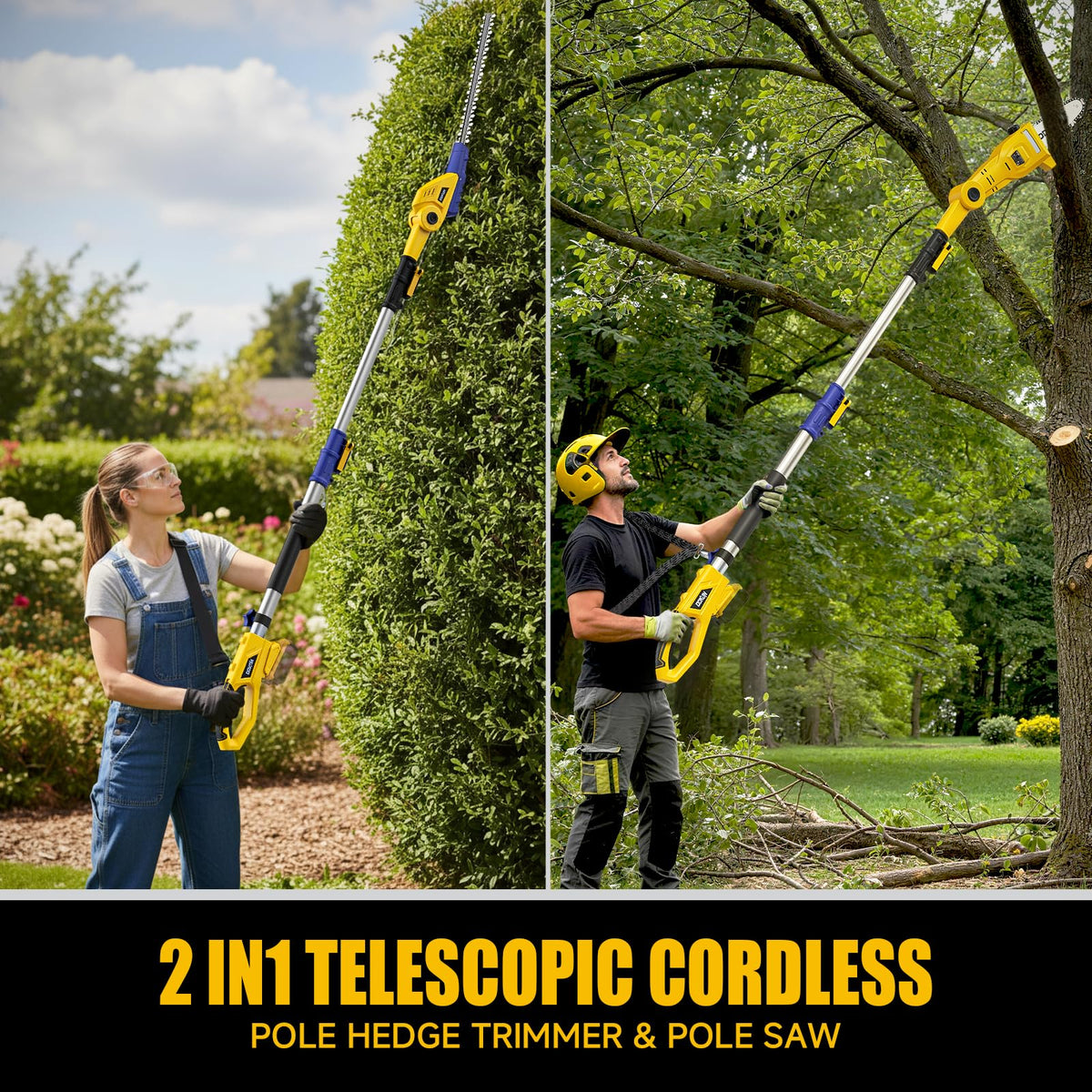 DDKUN pole saw in action cutting thick branches safely