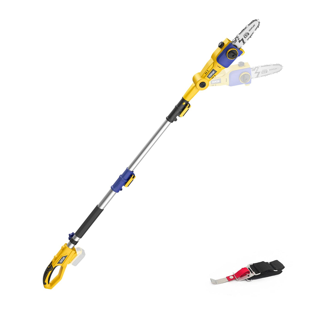 DDKUN cordless pole saw with 8.6-inch chain for precise trimming.