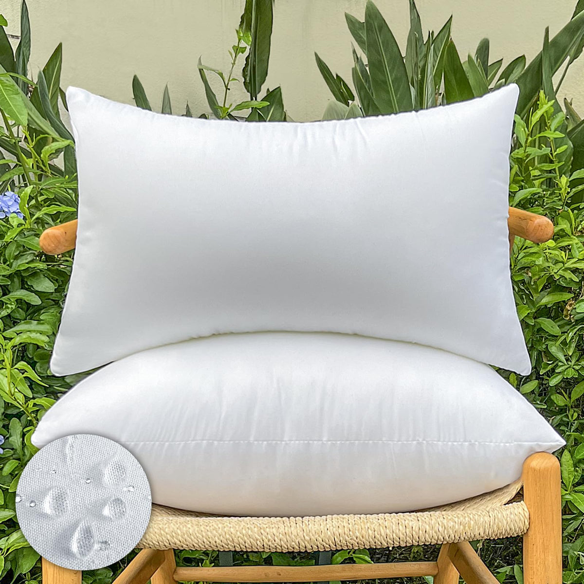 DDPSNSSJ waterproof outdoor lumbar pillow insert showing water resistance for patio comfort
