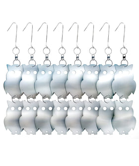 De-Bird acrylic reflective owl decoy catching sunlight deters garden birds humanely.