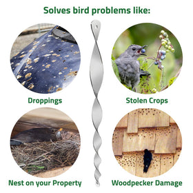 De-Bird garden spokes act as sparrow deterrents around plants and raised beds.