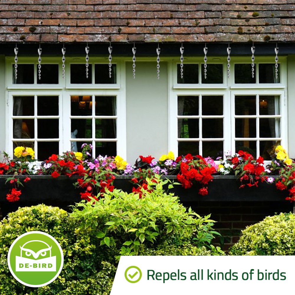 De-Bird glare rods for patios provide humane, low-maintenance garden protection.