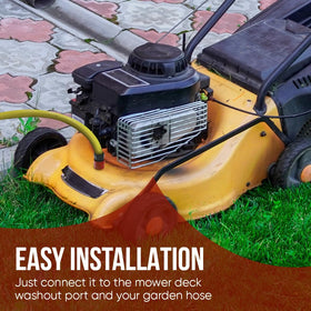 DealEnvy easy installation attaches to deck washout port and hose.
