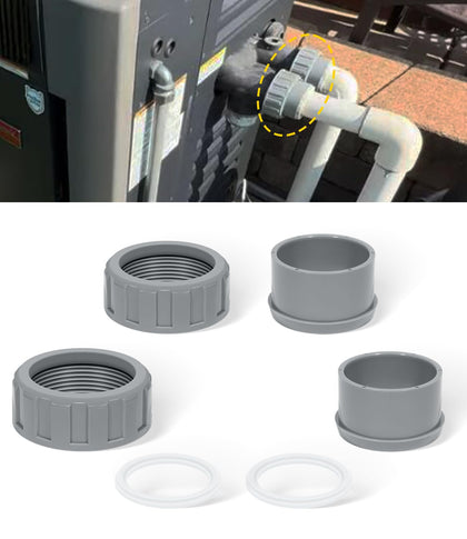 DearChan 2-pack CPVC connectors with heater flange for secure pool heater fittings.