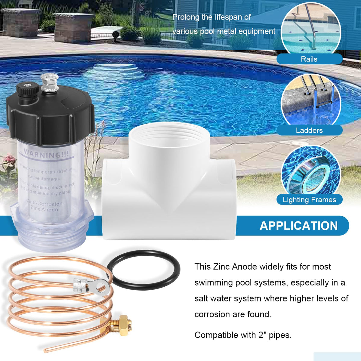 Deargooday inline-zinc-anode installed between pump and filter demonstrates simple setup
