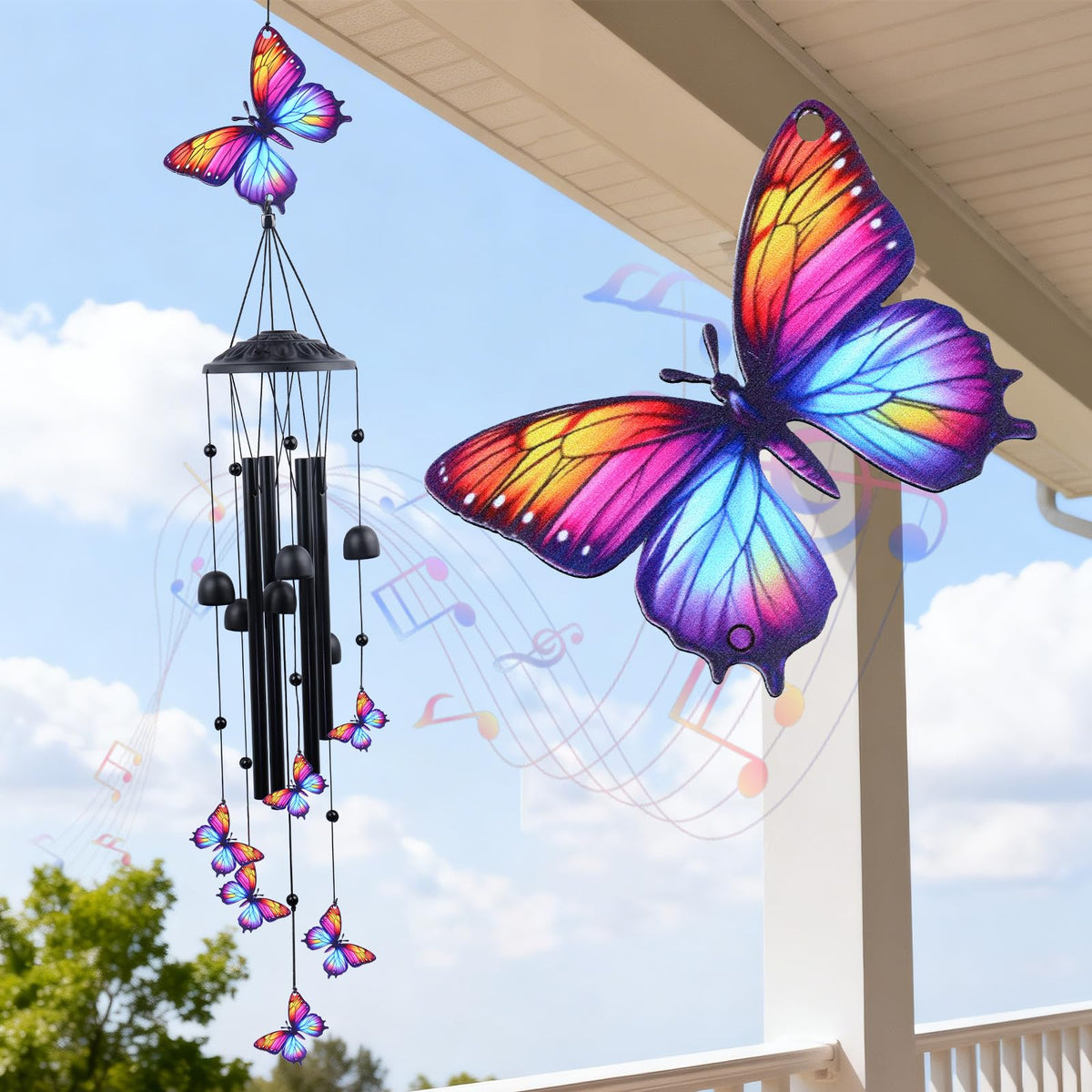DearKeeps butterfly wind chime for patio creates a soothing soundscape with playful movement.