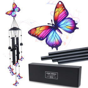 DearKeeps 39-inch butterfly wind chime outdoor display adds color and calm to your garden.