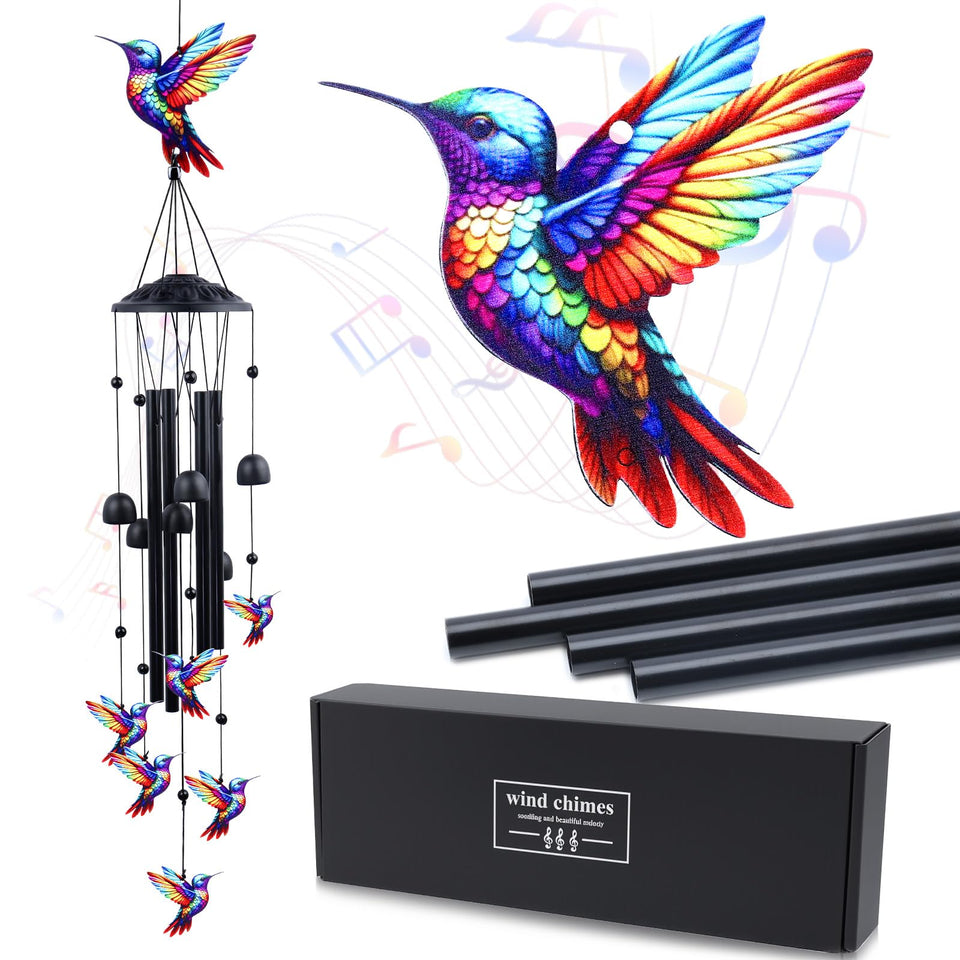DearKeeps hummingbird wind chime with a large pendant brightens outdoor space