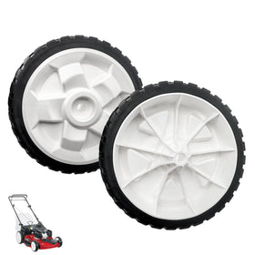 DeaWater 2-pack front wheel assembly for Toro 22in, angle view showing fit and durability