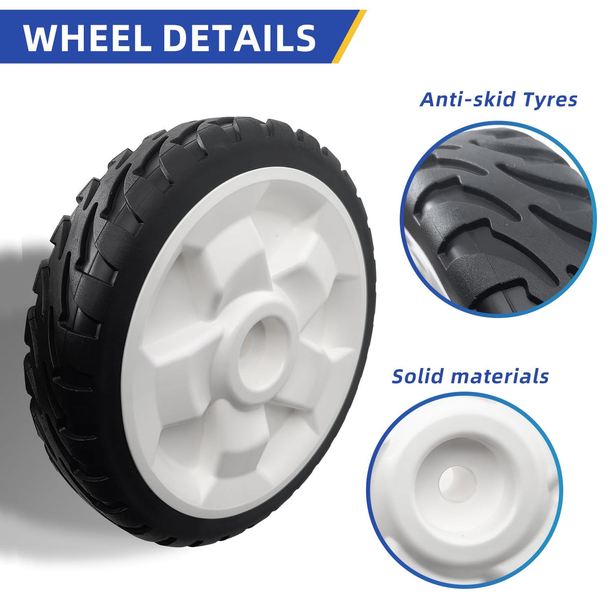 DeaWater front wheel assembly side profile with Toro compatibility focus