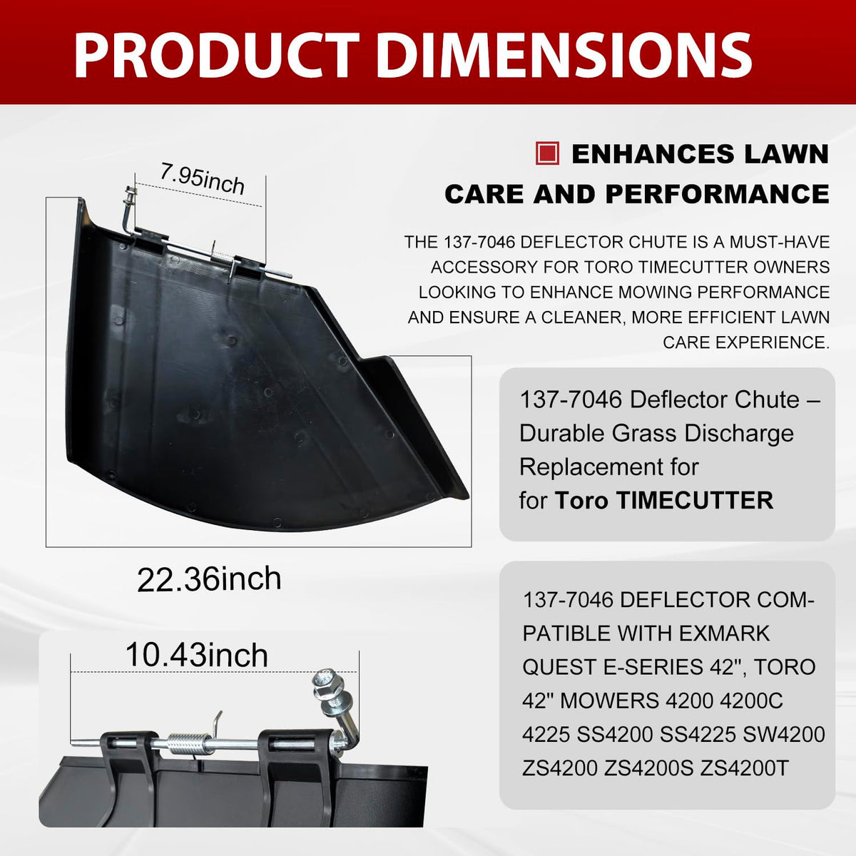 DeaWater deflector chute for Toro TimeCutter 42-inch improves grass discharge control.