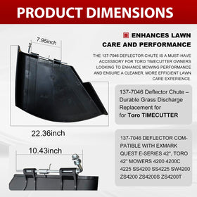 DeaWater deflector chute for Toro TimeCutter 42-inch improves grass discharge control.