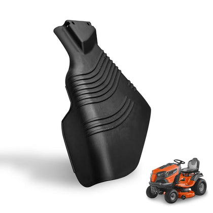 Deawater deflector shield on Husqvarna 54-inch deck redirects clippings safely.