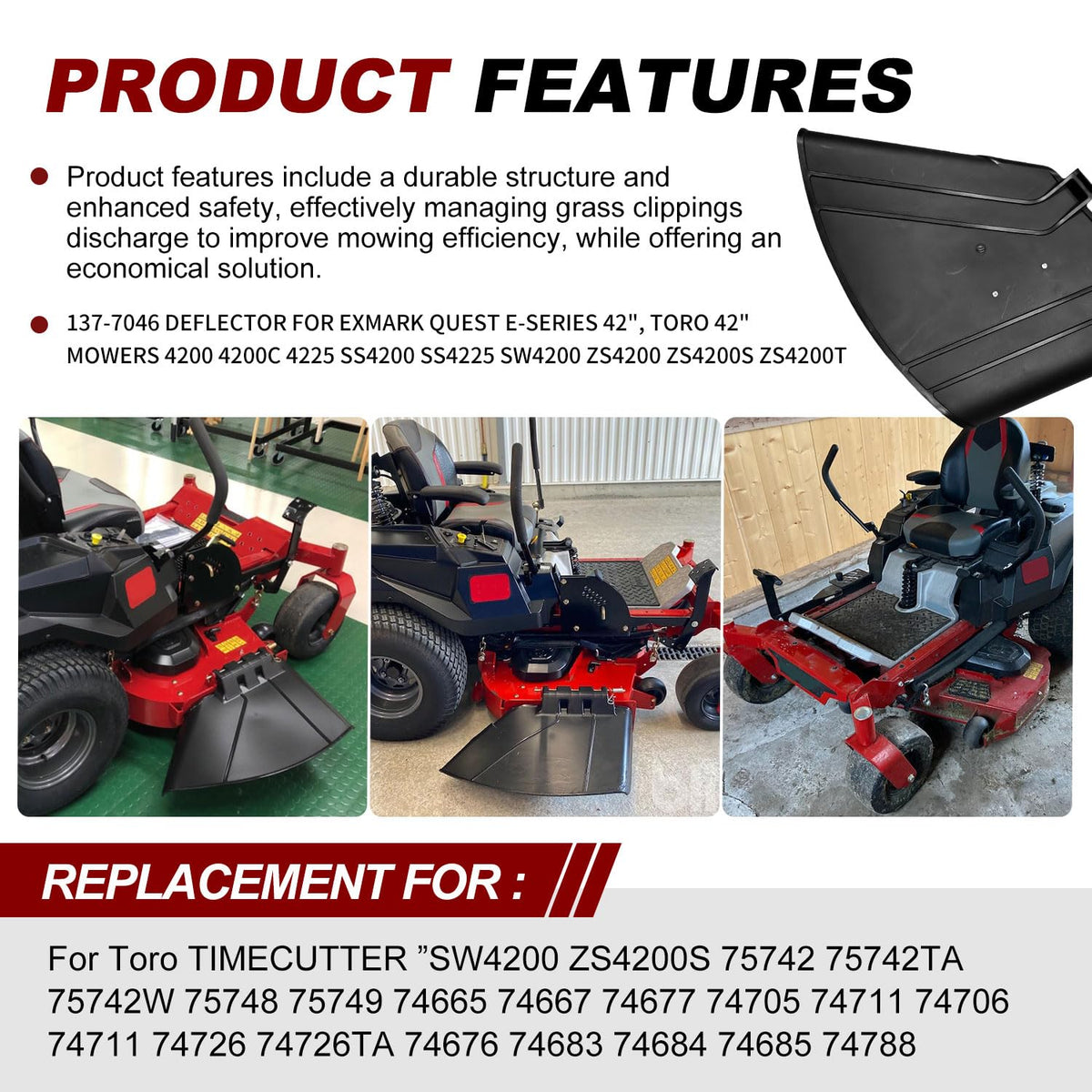DeaWater discharge-control feature directs clippings for a cleaner mower deck.