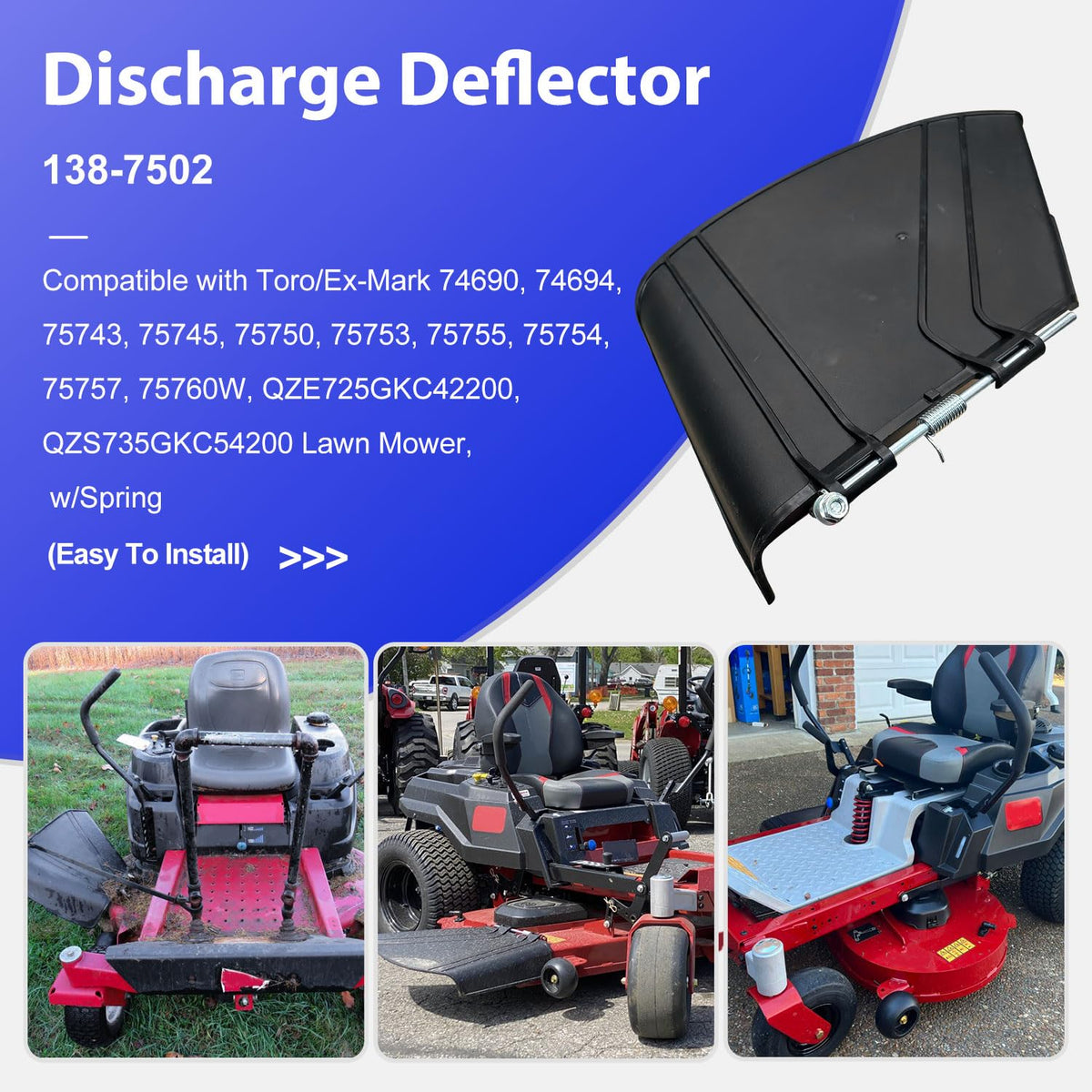 deawater discharge deflector compatibility label confirms OEM 138-7502 fit
