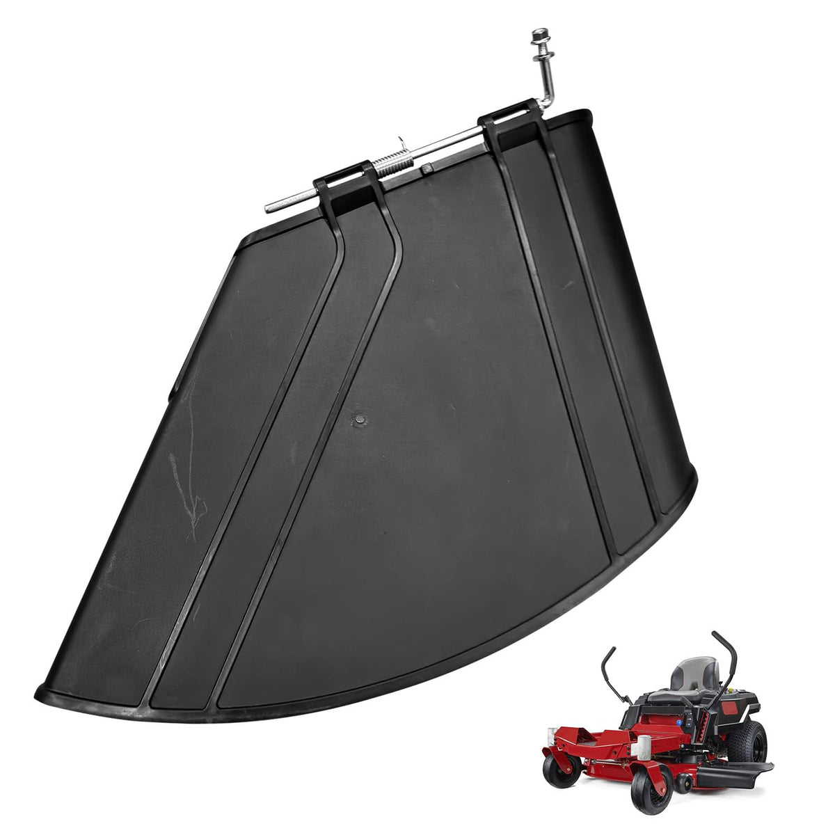 deawater discharge deflector front view for Toro ExMark mowers improves clipping control