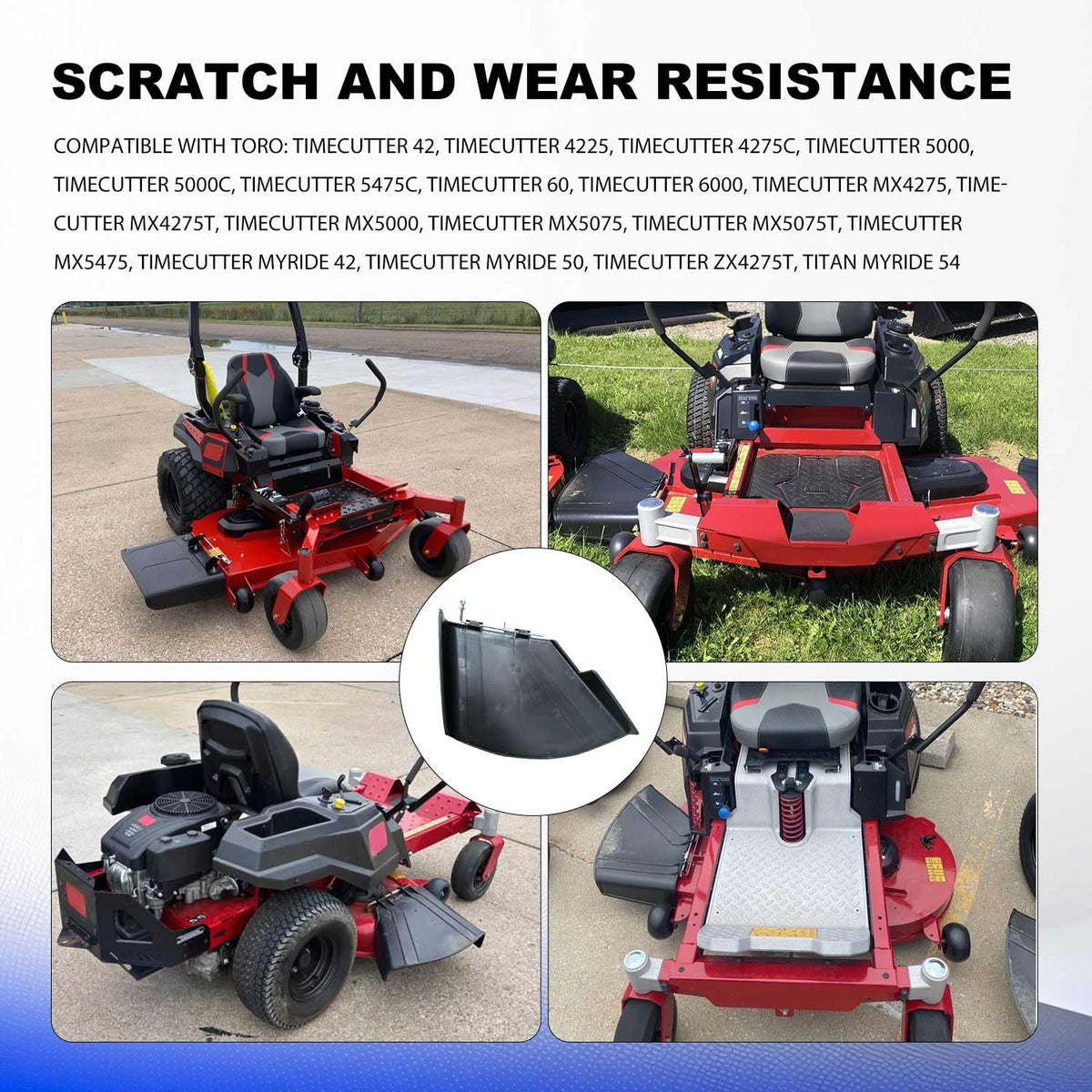 deawater discharge deflector in use on Toro ExMark mower for cleaner cuts