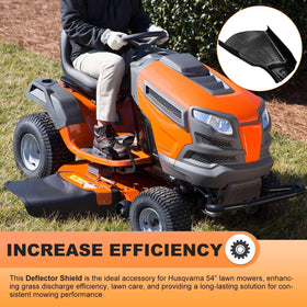 Easy-install Deawater shield mounted on Husqvarna 54-inch deck.