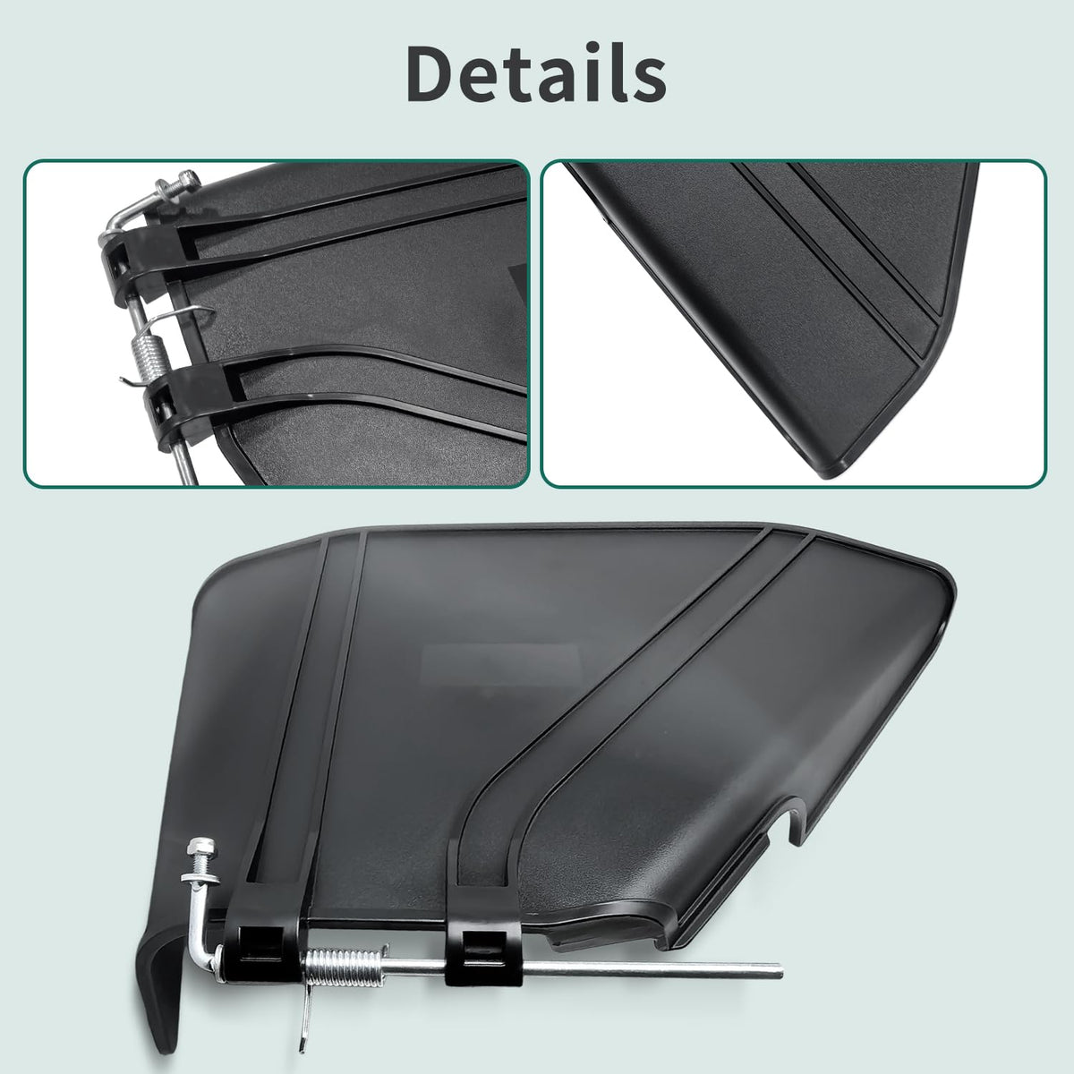 DeaWater mower side discharge shield directs clippings efficiently.