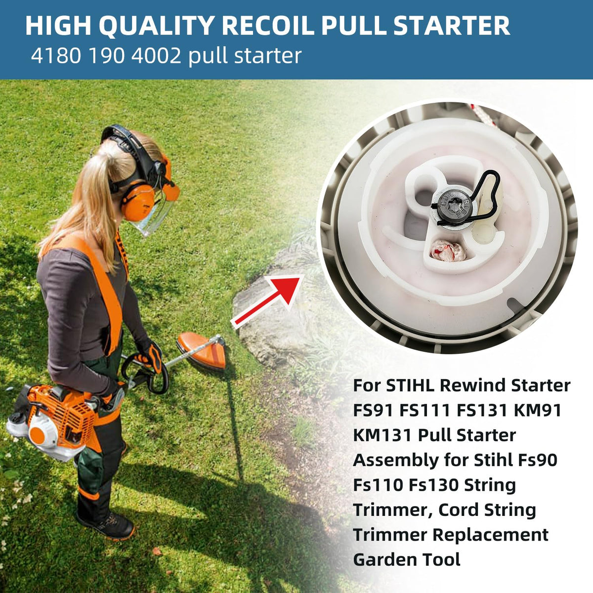 deawater recoil starter compatible with STIHL KM91 for easy replacement.