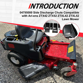 Deawater side discharge chute for Ariens ZT XL48 channels clippings away for a cleaner cut.