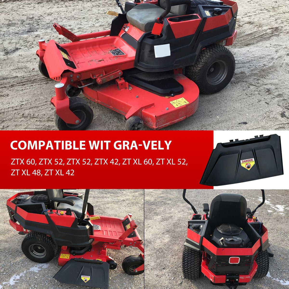 Deawater side discharge chute for Ariens ZT XL60 enables even grass dispersal during mowing.