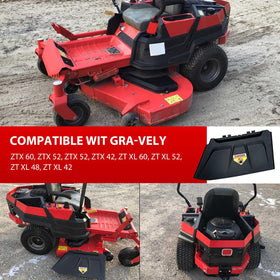 Deawater side discharge chute for Ariens ZT XL60 enables even grass dispersal during mowing.