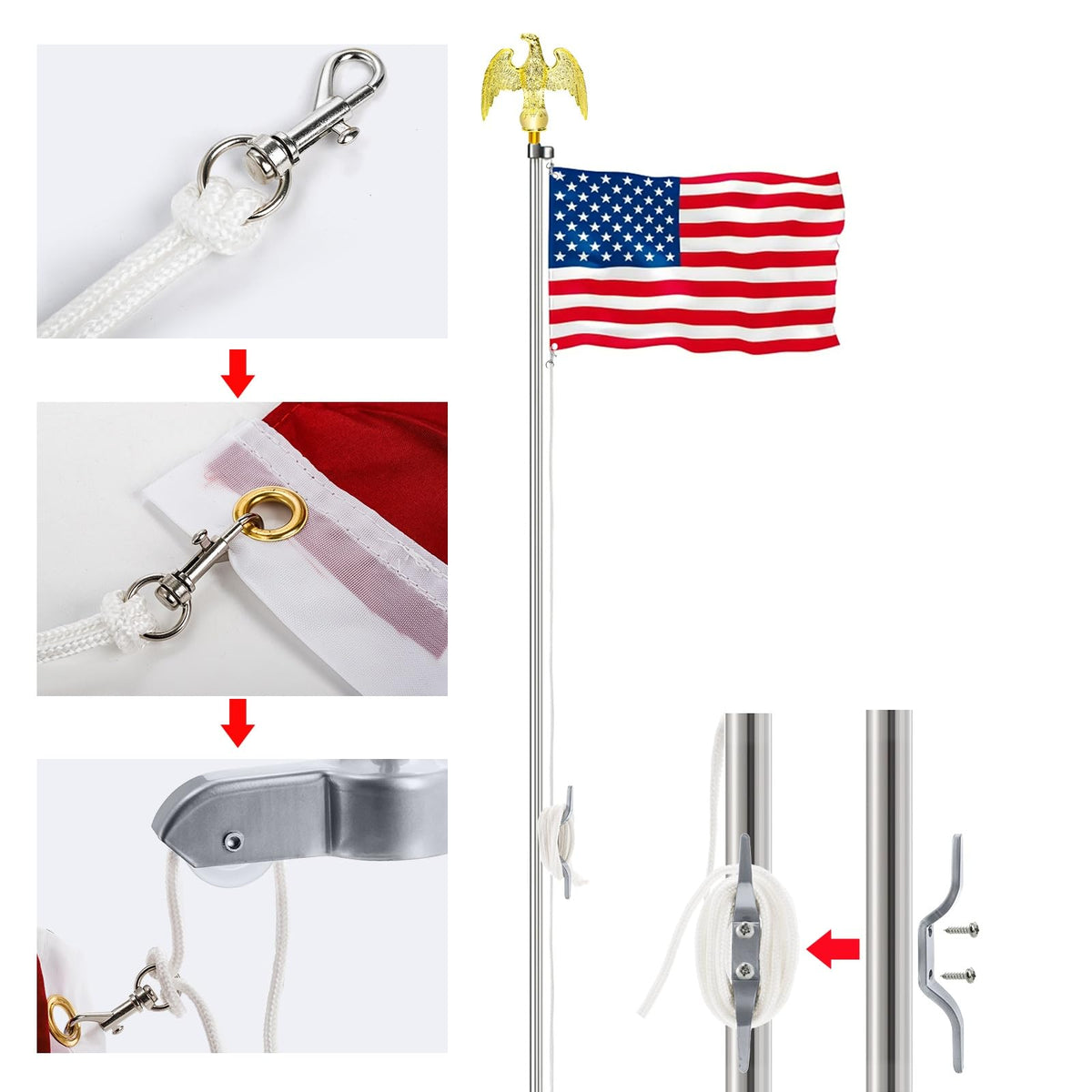 DEAYOU aluminum flagpole kit designed for 2 inch OD tubes