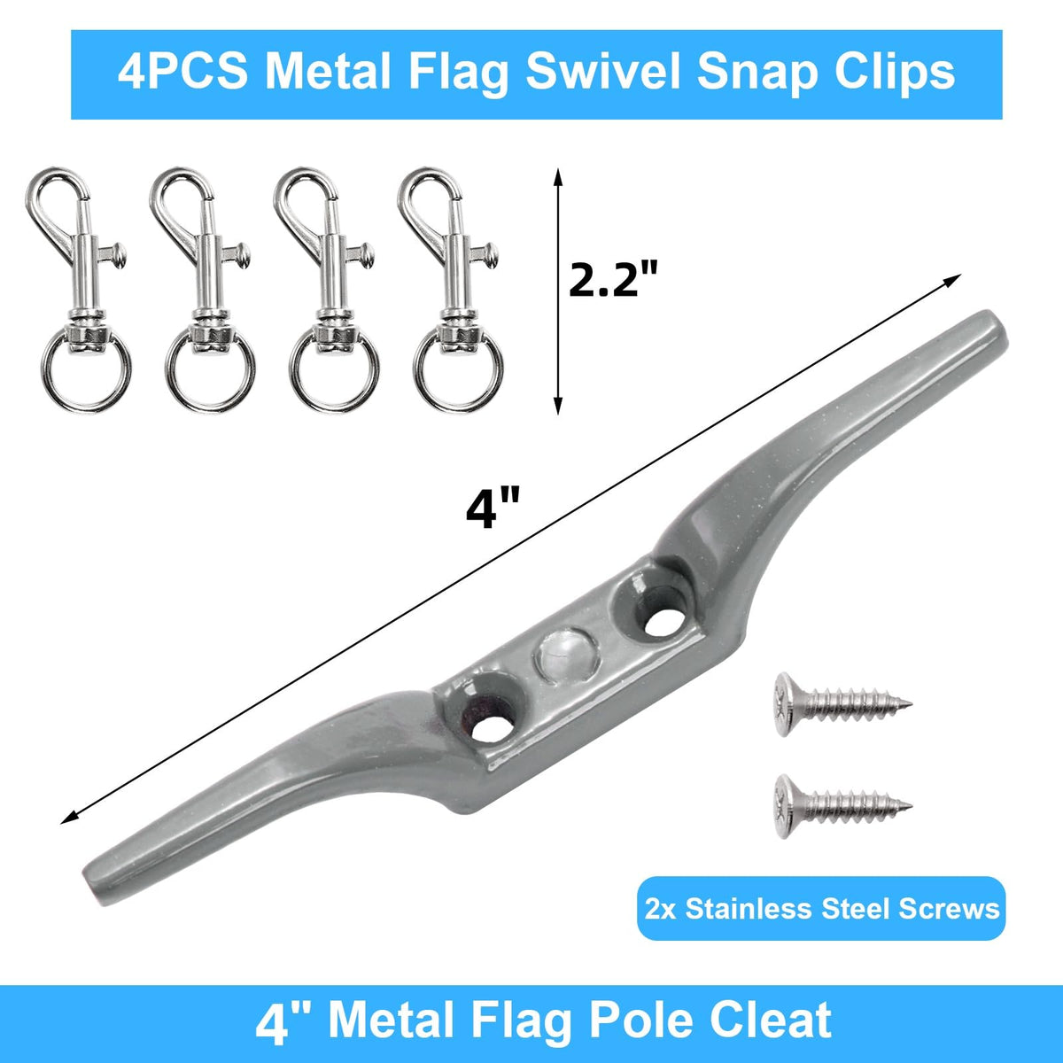 DEAYOU 4 inch flag pole cleat for secure rope fastening