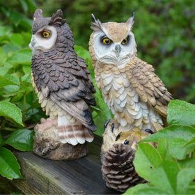 DEAYOU black 7in owl statue side view for shelves or porch