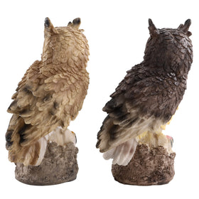 DEAYOU black horned owl statue close-up eyes enhances patio focal point