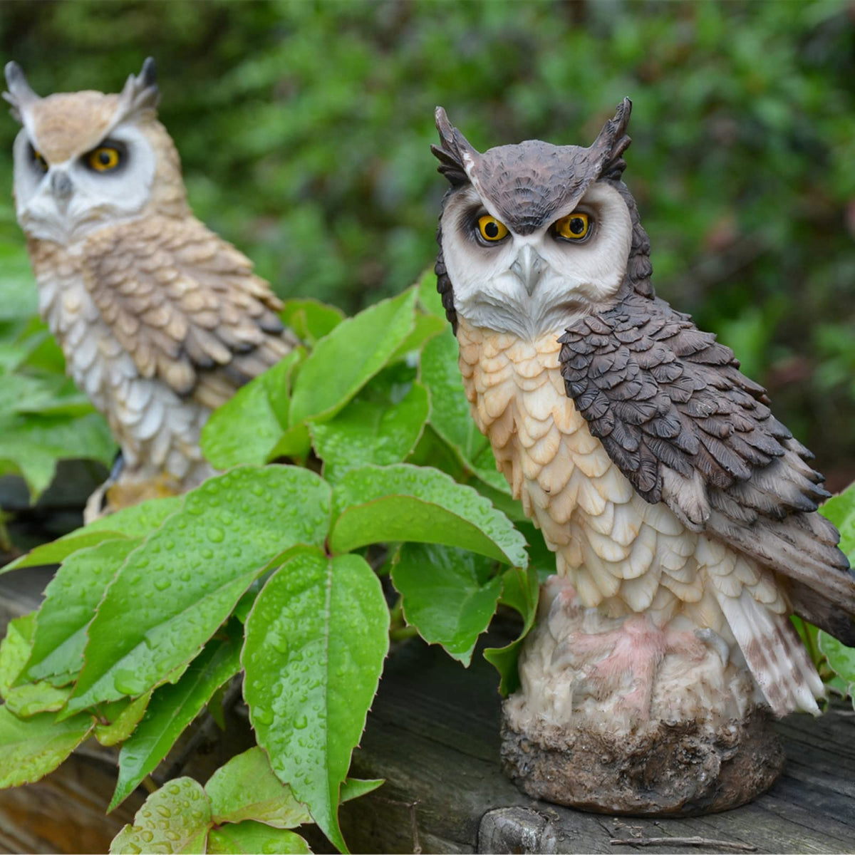 DEAYOU 2-pack owl statues versatile decor for indoor and outdoor spaces