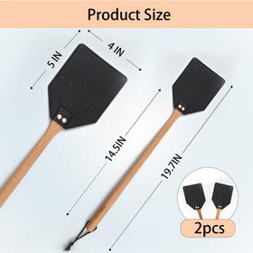 DEBETOOL two-pack leather fly swatters with hanging rope for easy storage.