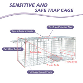 Deblue covered trap provides privacy and shelter for captured animals.