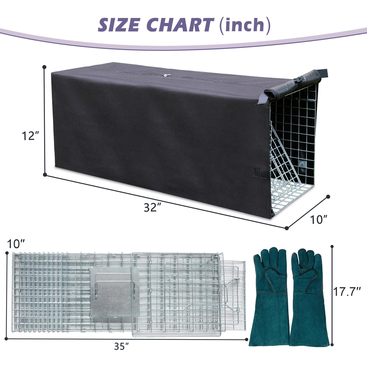 Deblue heavy-duty folding animal trap built for outdoor durability.